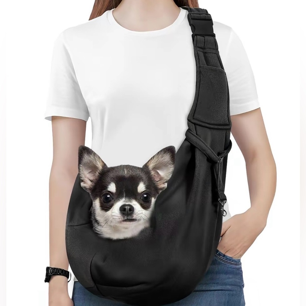 Black Dog Sling Carrier - Comfortable Hands-Free Pet Carrier